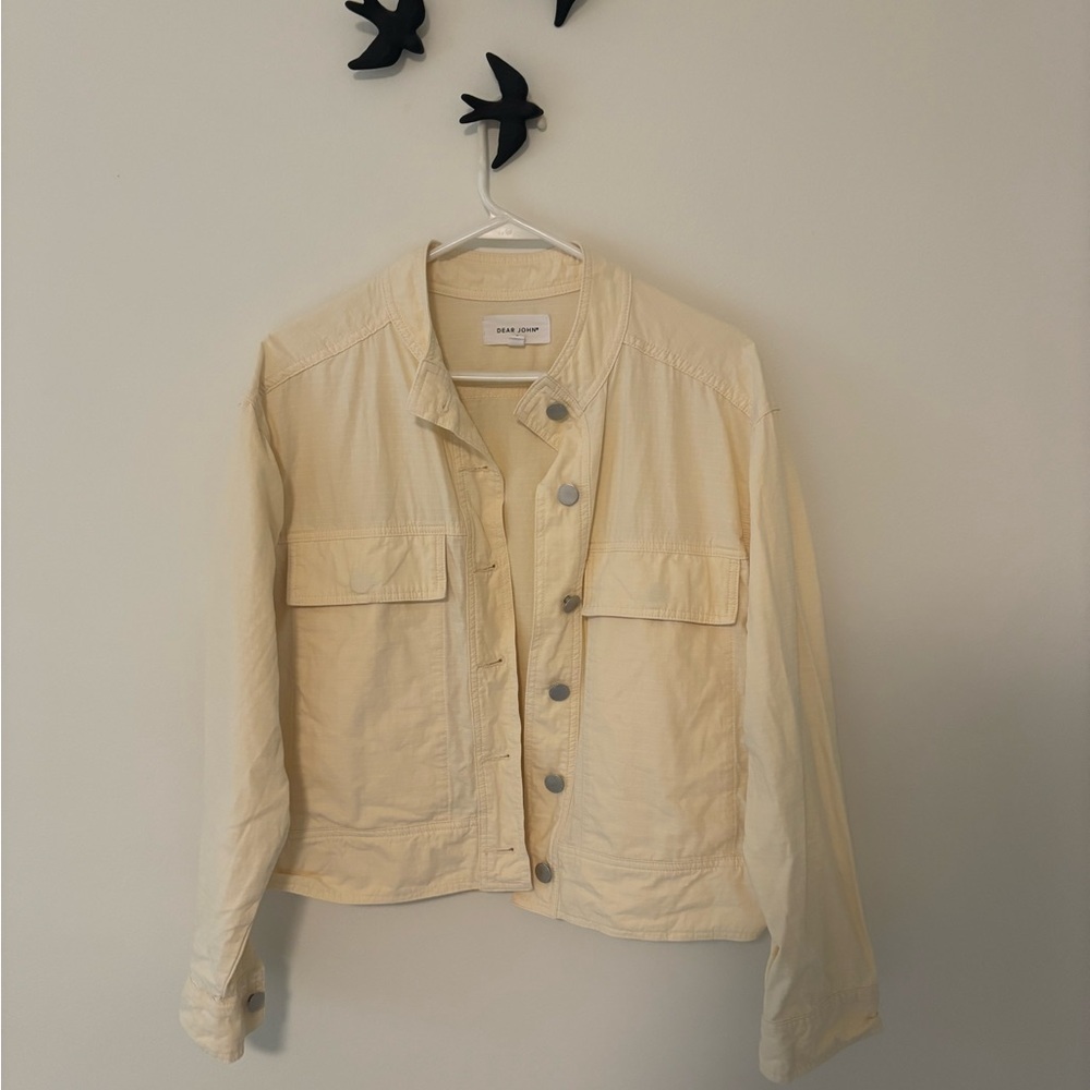 Dear John Cream Jean Jacket with Cropped Design